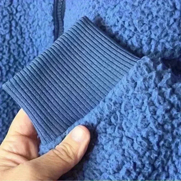 Aerie Pullover 1/4 Zip Women Small Denim Blue Oversized Long Sleeve Sherpa NWOT - Picture 3 of 9